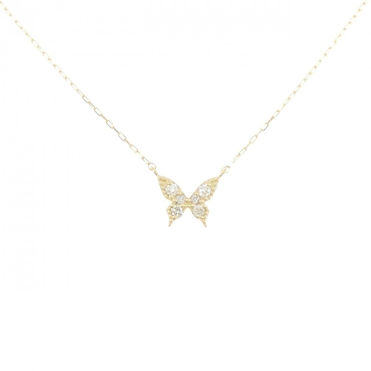 K 18 YG バタフライ ダイヤモンド ネックレス 0.05 CT