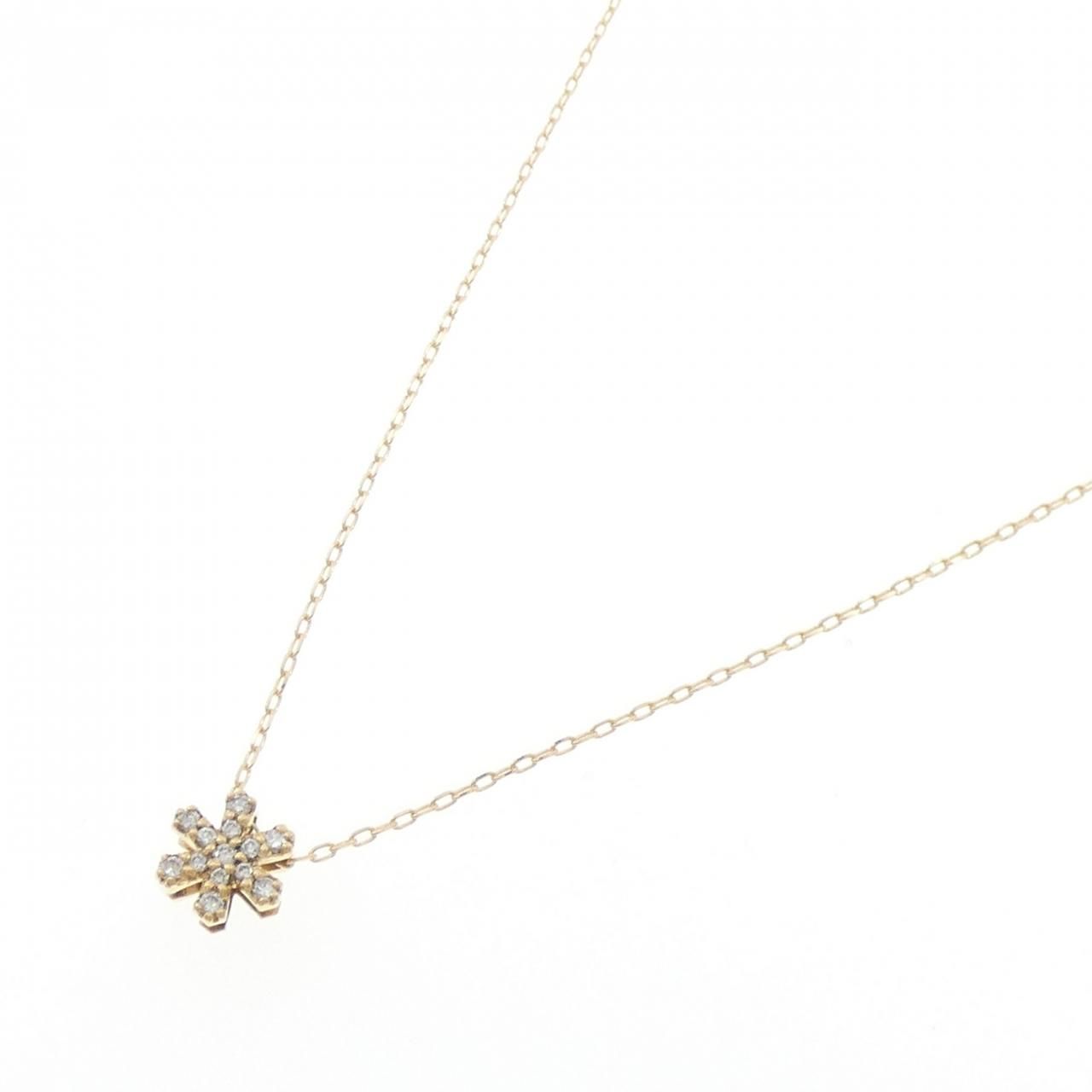 K 18 YG スノーフレーク ダイヤモンド ネックレス 0.14 CT