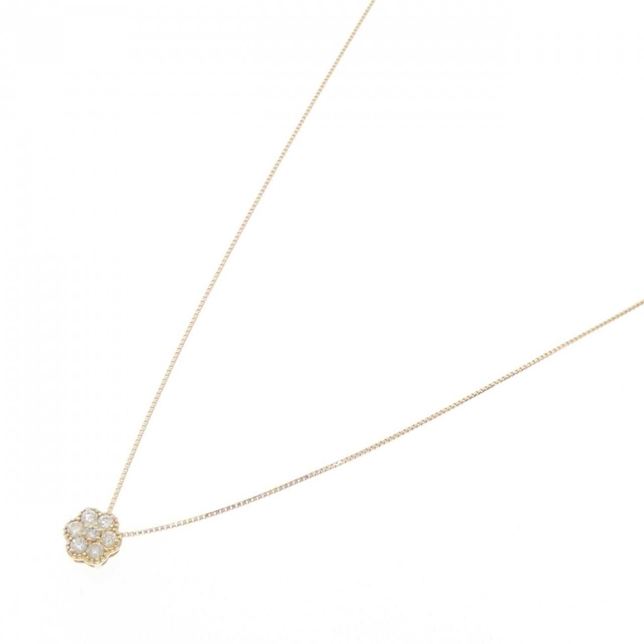 K 18 YG フラワー ダイヤモンド ネックレス 0.15 CT