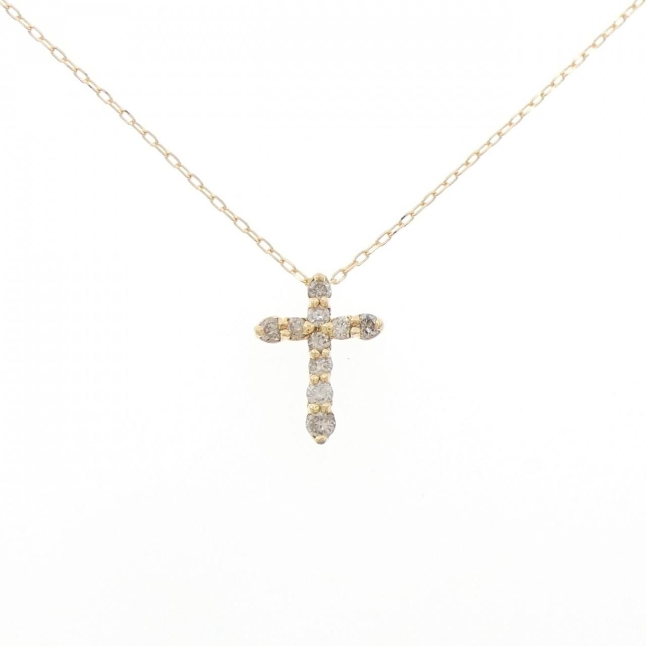K 18 YG クロス ダイヤモンド ネックレス 0.30 CT