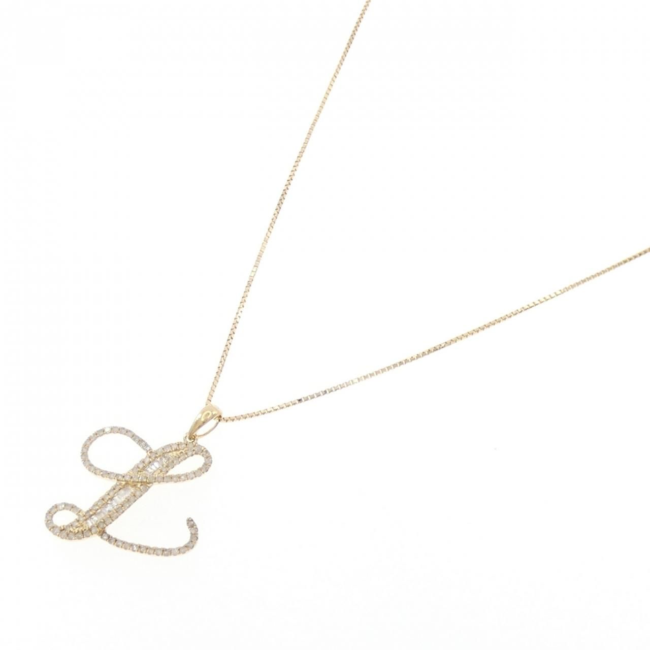 K 18 YG イニシャルL ダイヤモンド ネックレス 0.50 CT