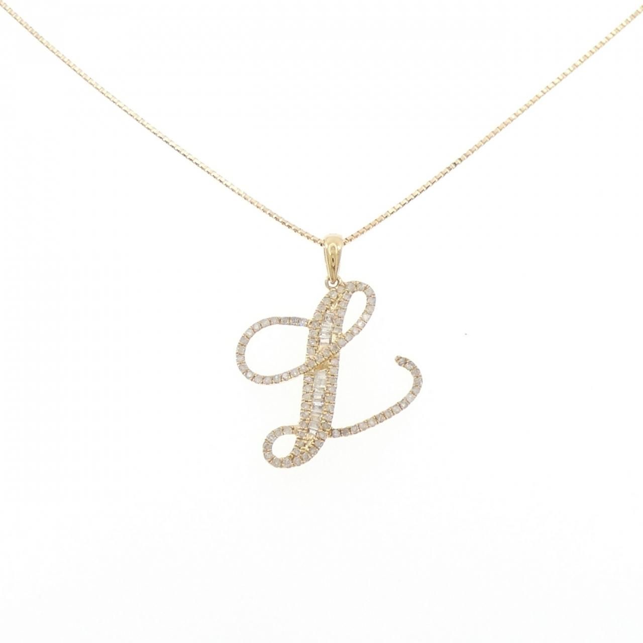 K 18 YG イニシャルL ダイヤモンド ネックレス 0.50 CT