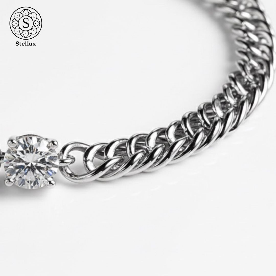 喜平×1 ctの最強 ンス モアサナイト ブレスレット シルバー925 18 Kホワイトゴールド 喜平チェーン 大粒1カラット メンズ レディース ユニセックス ギフト 感 普段使い ペアアクセ ブリンブリン hip hop