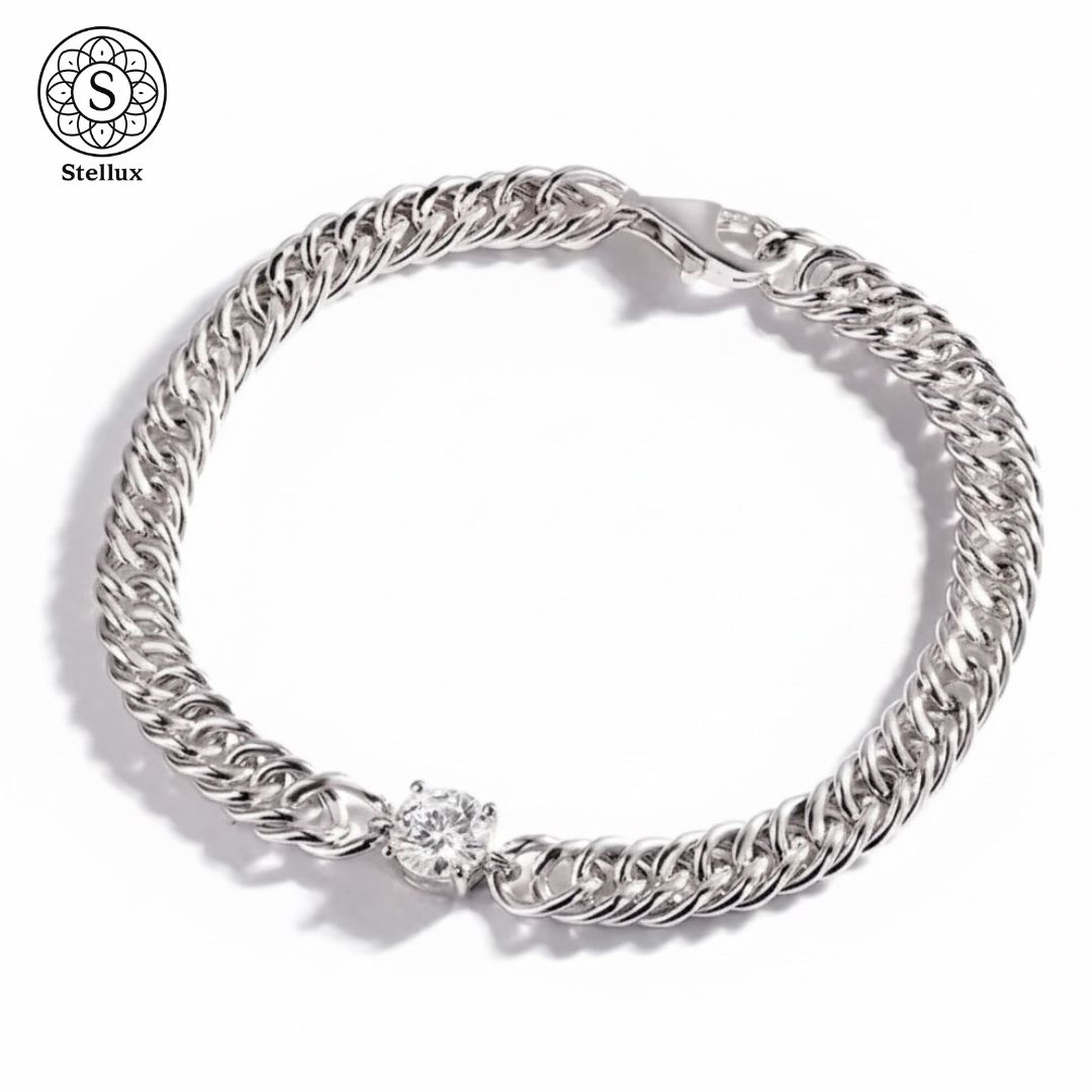 喜平 1 ctの最強 ンス モアサナイト ブレスレット シルバー925 18 Kホワイトゴールド 喜平チェーン 大粒1カラット メンズ レディース ユニセックス ギフト 感 普段使い ペアアクセ ブリンブリン hip hop