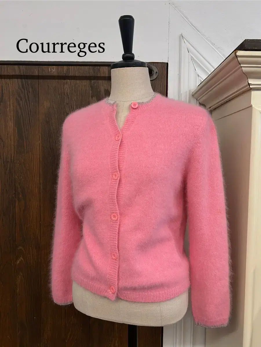 クレージュ ピンク アンゴラ カーディガン