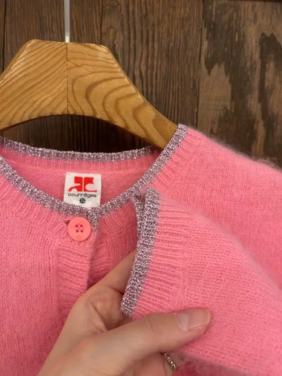 クレージュ ピンク アンゴラ カーディガン オフィスカジュアル 長袖 