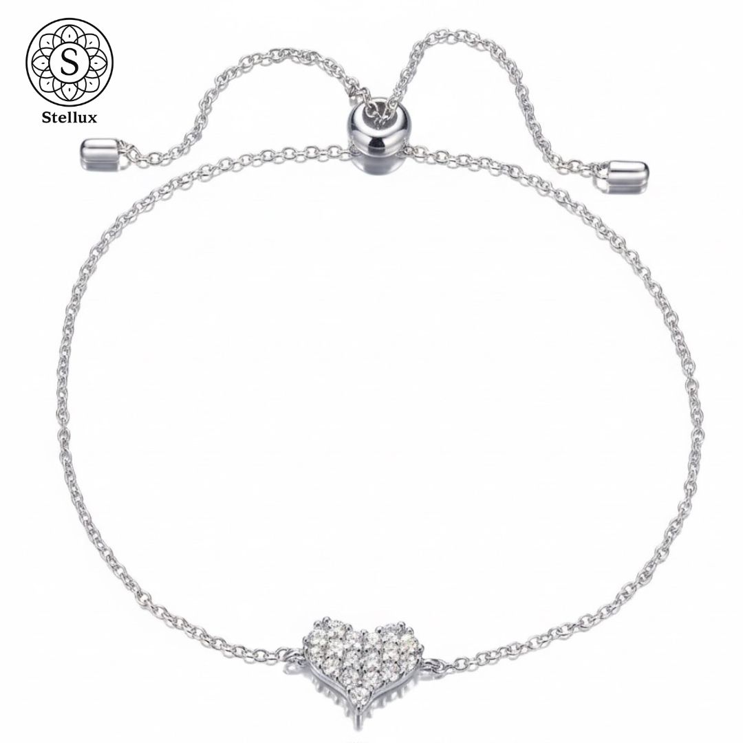 志向の 大人ハート モアサナイト ブレスレット シルバー925 レディース ジュエリー ハートデザイン ギフト プレゼントに最適 moissanite bracelet S 925 GRA鑑定書付き