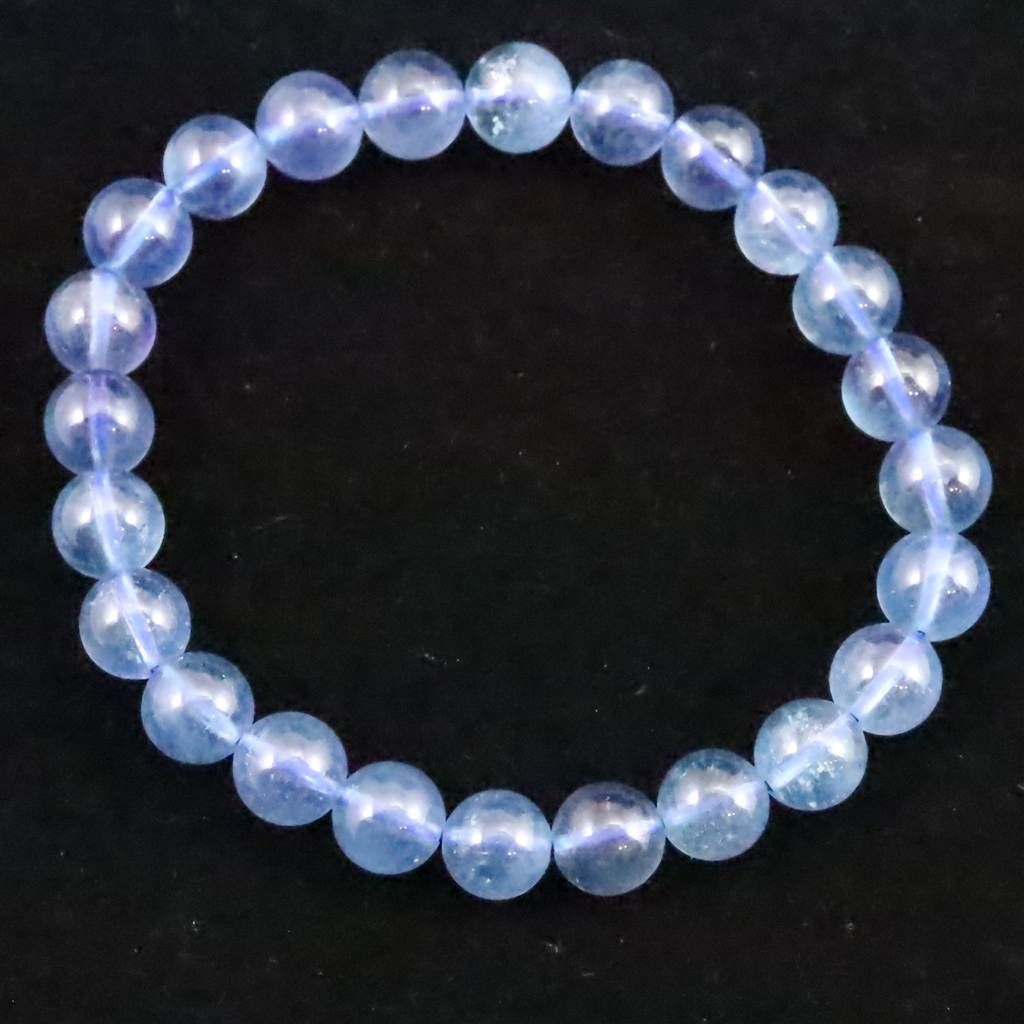 ブラジル産 サンタマリア アクアマリン 7.5 mm玉ブレスレット 14.8 g 榎本通商61574