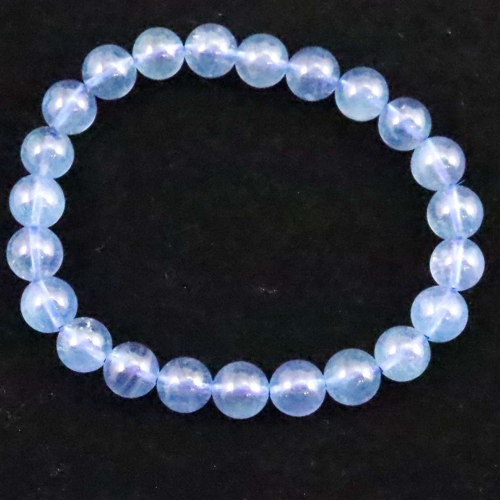 ブラジル産 サンタマリア アクアマリン 8 mm玉ブレスレット 17.9 g 榎本通商60964
