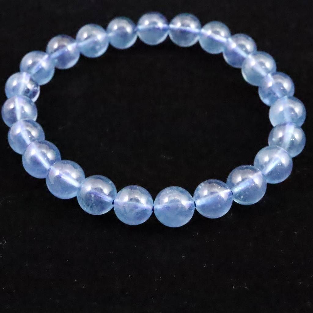 ブラジル産 サンタマリア アクアマリン 8 mm玉ブレスレット 17.9 g 榎本通商60964