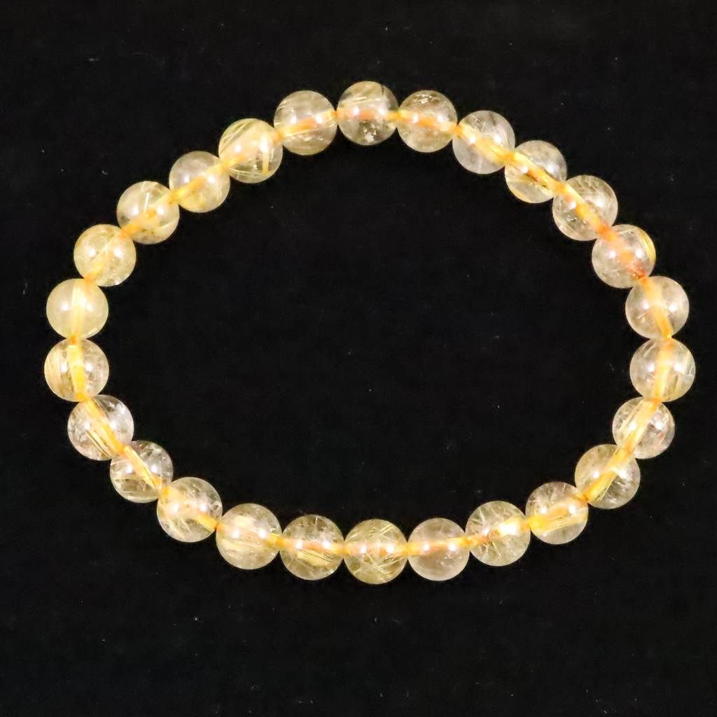 ゴールドタイチンルチルクォーツ 3A 7mm玉ブレスレット 13.2g 【榎本