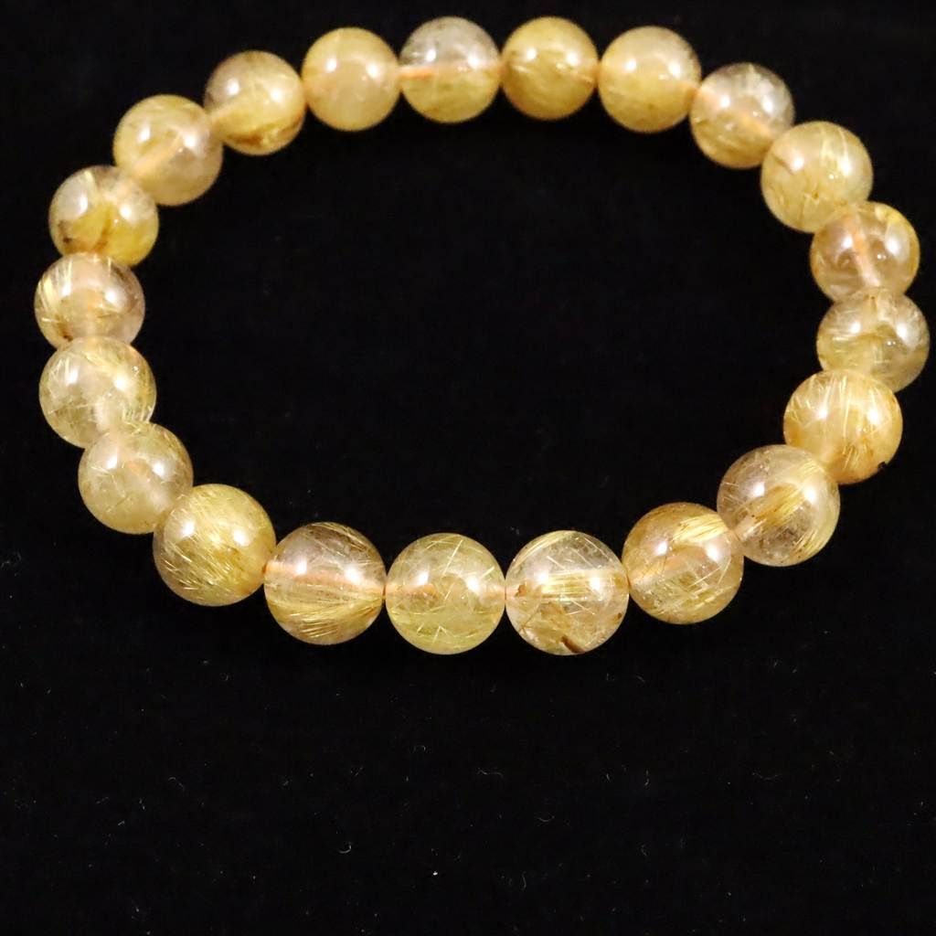 ゴールドルチルクォーツ 3 A 9 mm玉ブレスレット 22.4 g 榎本通商31250