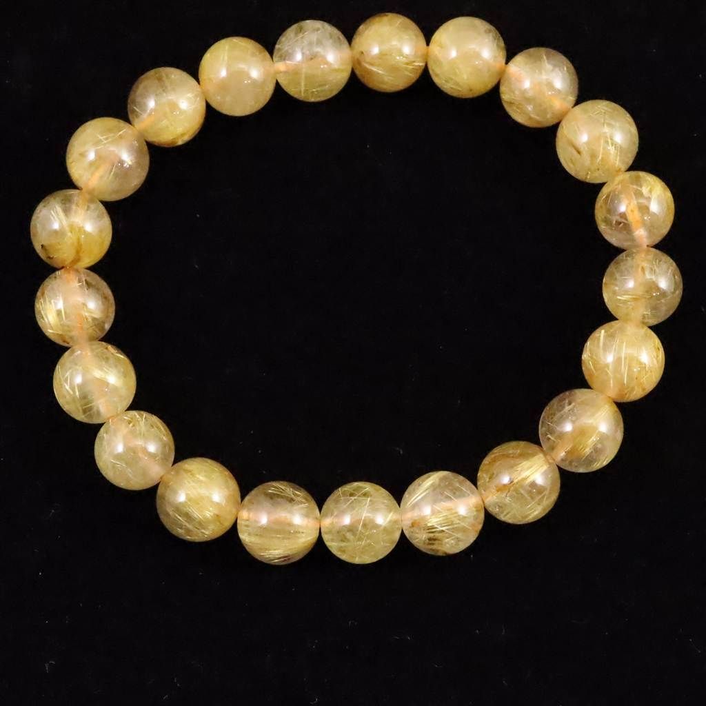 ゴールドルチルクォーツ 3 A 9 mm玉ブレスレット 22 4 g 榎本通商31250