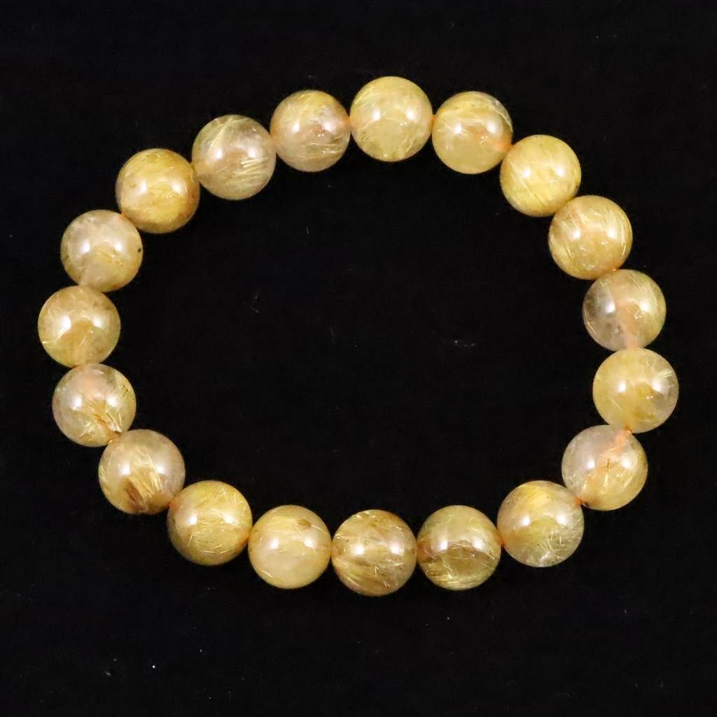 ゴールドルチルクォーツ 3 A 9 5 mm玉ブレスレット 23 g 榎本通商34943