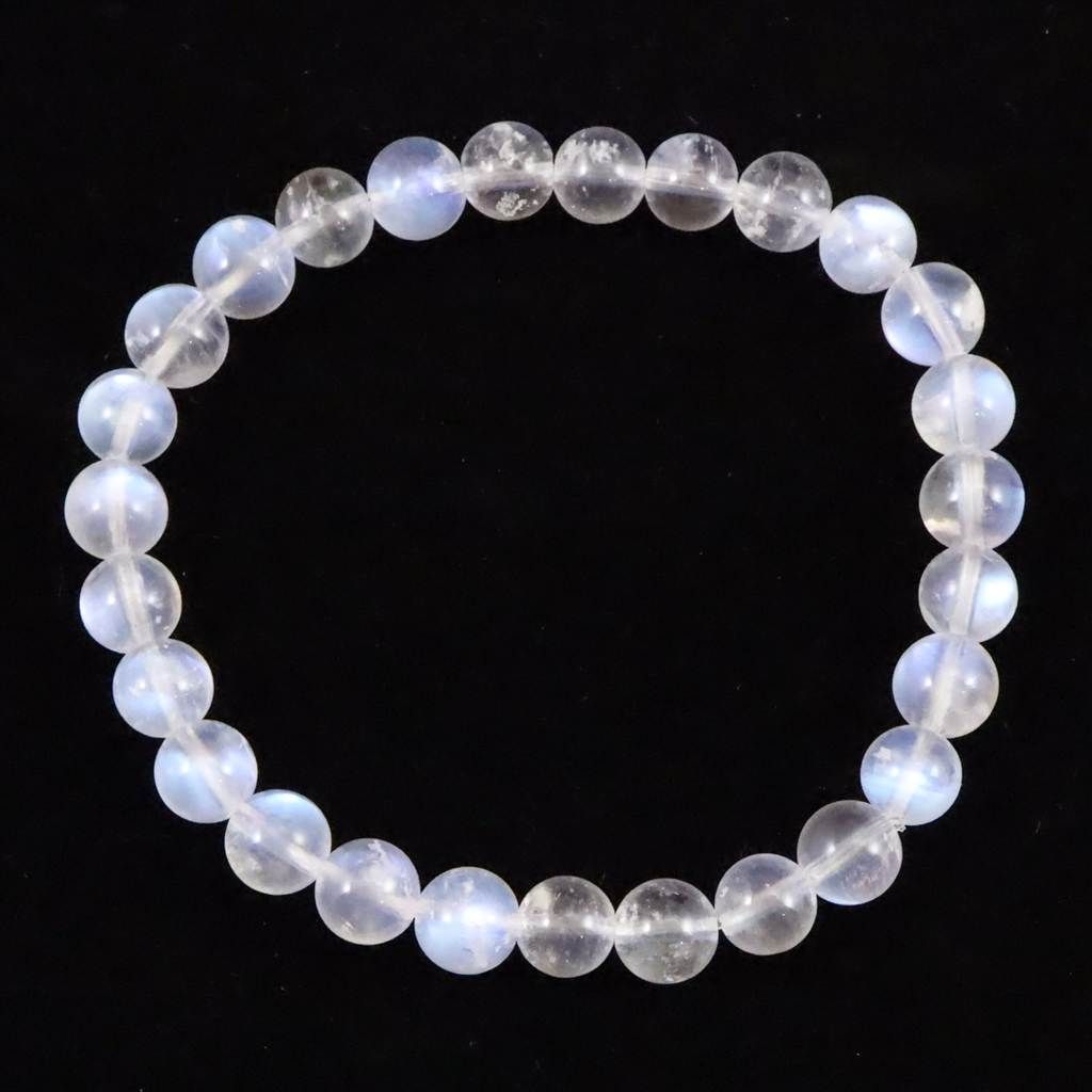 ブルー ムーンストーン ホワイトラブラドライト 7 mm玉ブレスレット 13.3 g 榎本通商38460