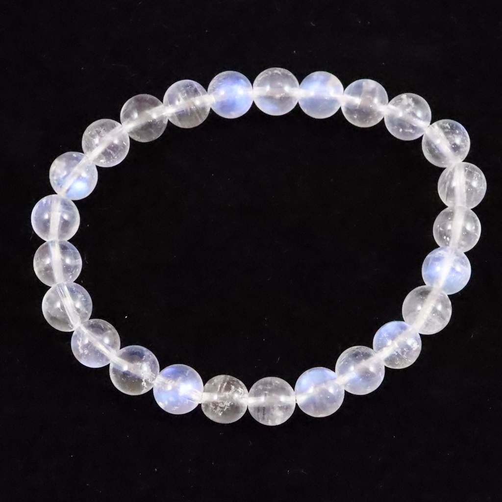 ブルー ムーンストーン ホワイトラブラドライト 7.5 mm玉ブレスレット 14.4 g 榎本通商31188