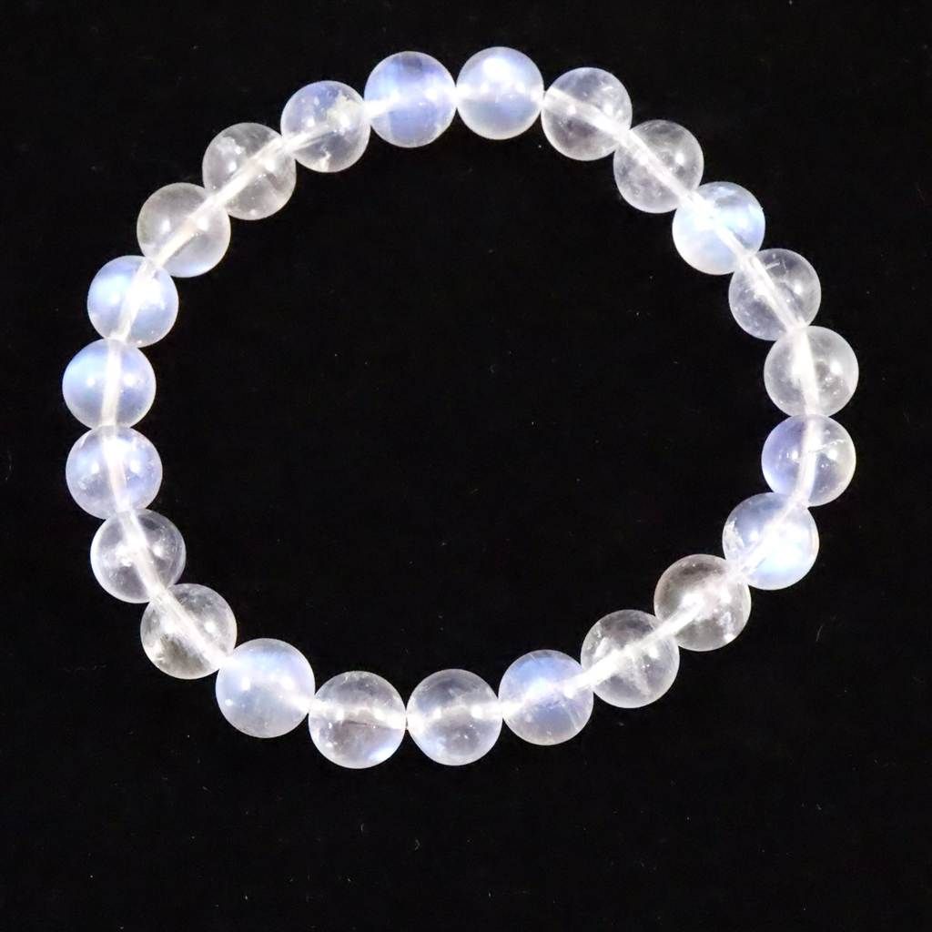 ブルー ムーンストーン ホワイトラブラドライト 8 mm玉ブレスレット 16.5 g 榎本通商85730