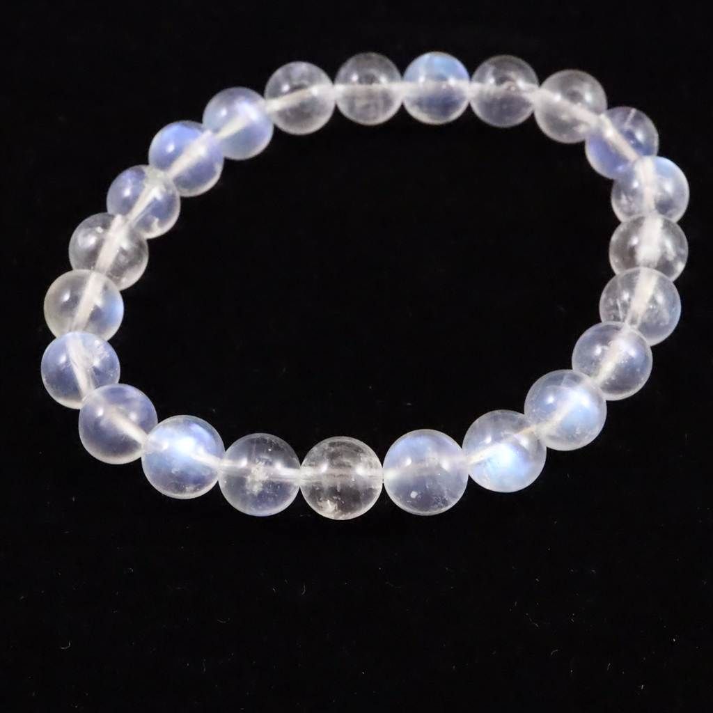 ブルー ムーンストーン ホワイトラブラドライト 8 mm玉ブレスレット 16.5 g 榎本通商85730
