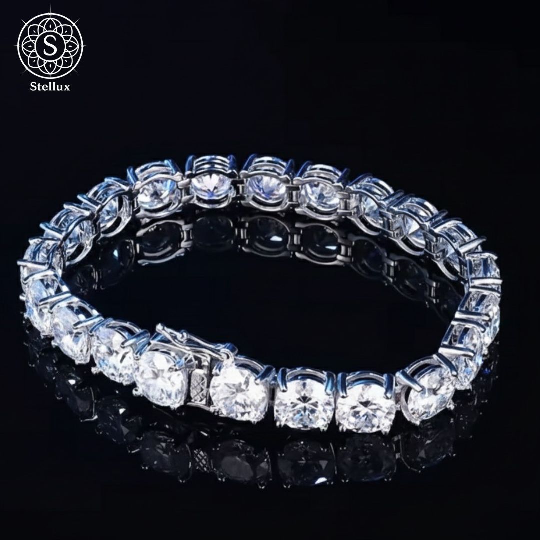 WAHZAUS 6-8インチ ブラック モアッサナイト テニスブレスレット 女性