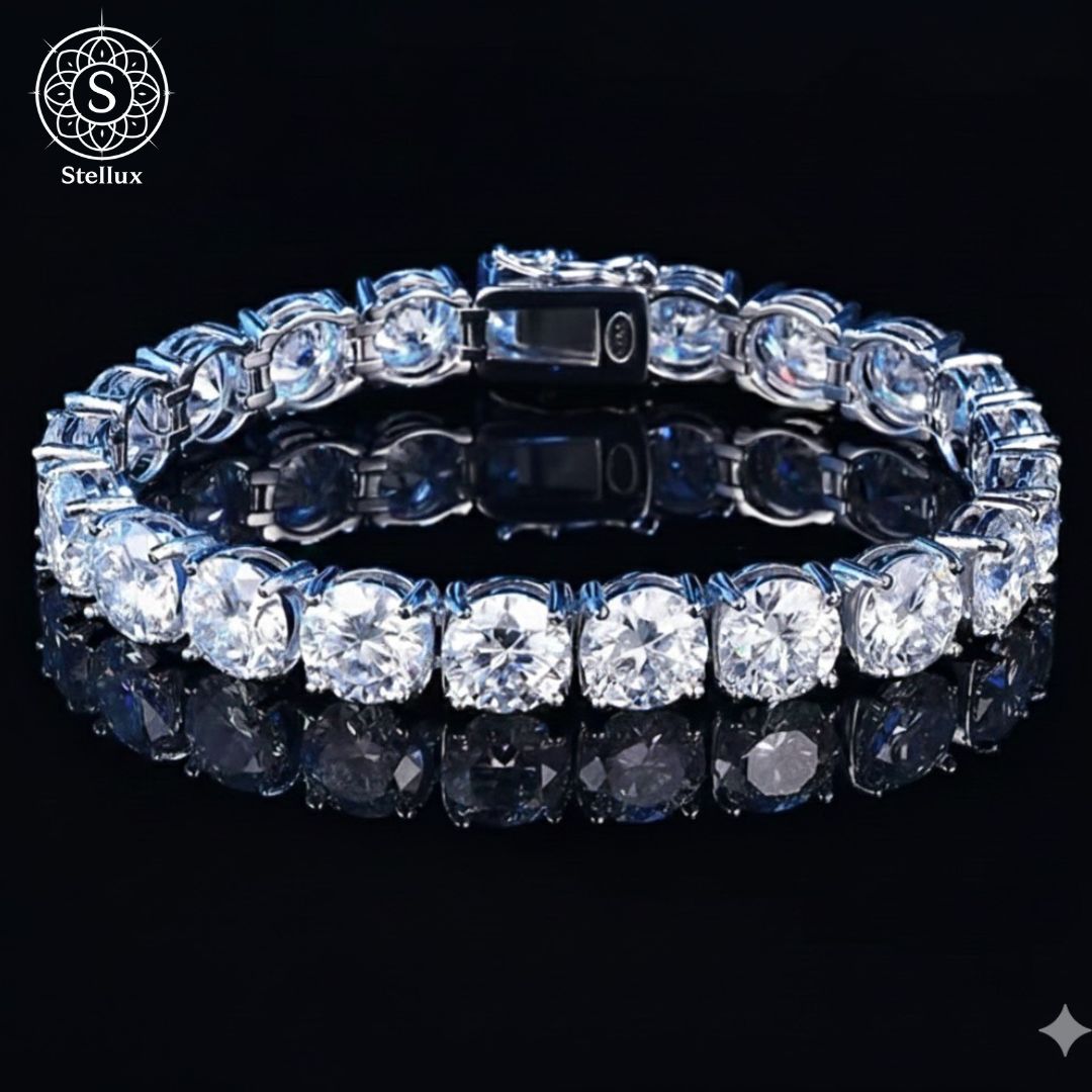 20ctの衝撃】極太6.5mmモアサナイト テニスチェーンブレスレット