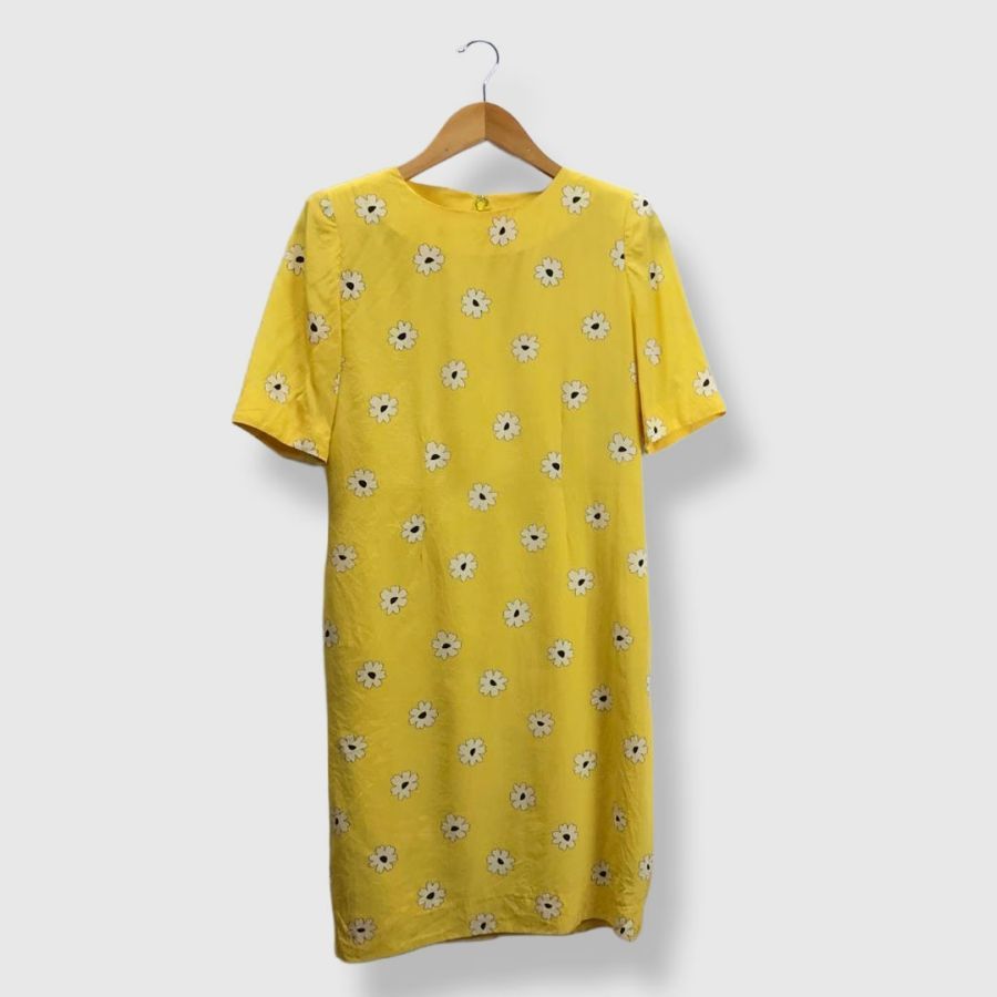 AKRIS アクリス 半袖ワンピース 花柄 黄色 36 Sサイズ 春夏