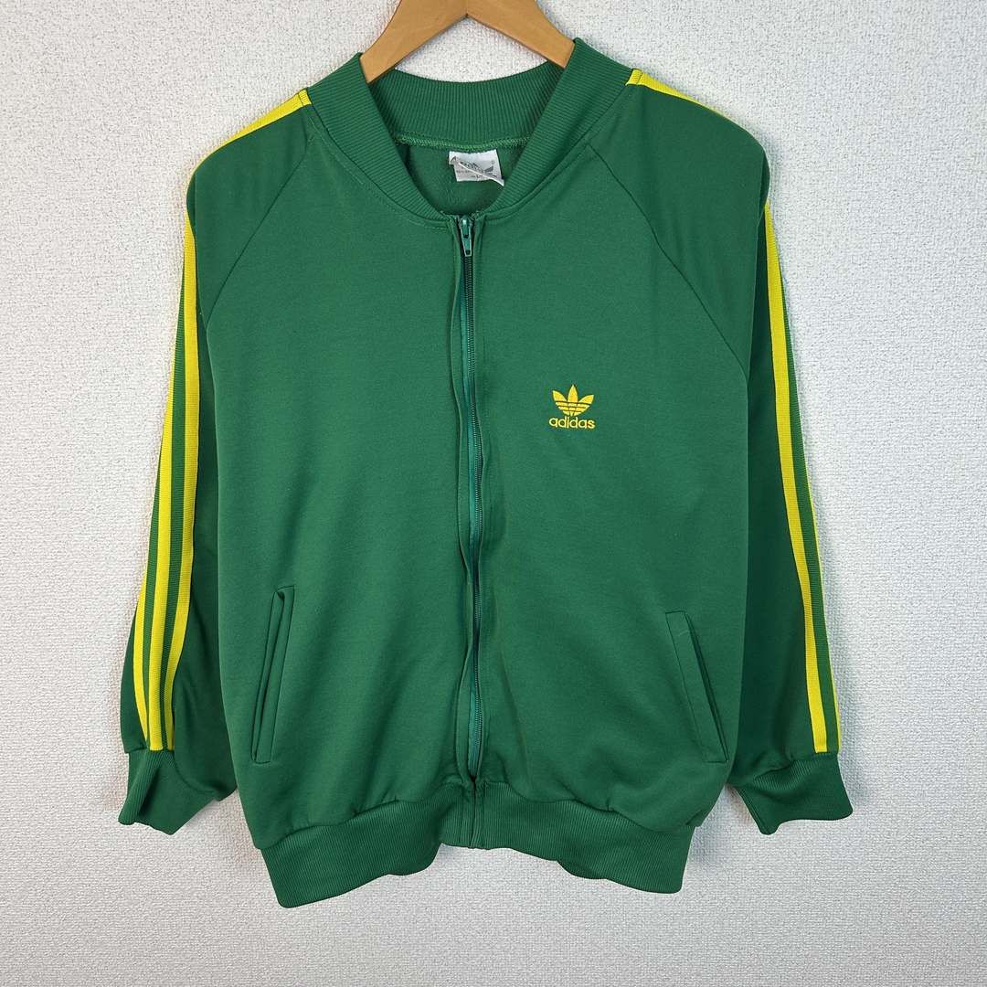 90 s adidas アディダス トラックジャケット ジャージ ロゴ刺繍 グリーン Lサイズ メンズ 古着 スポーツMIX ストリート