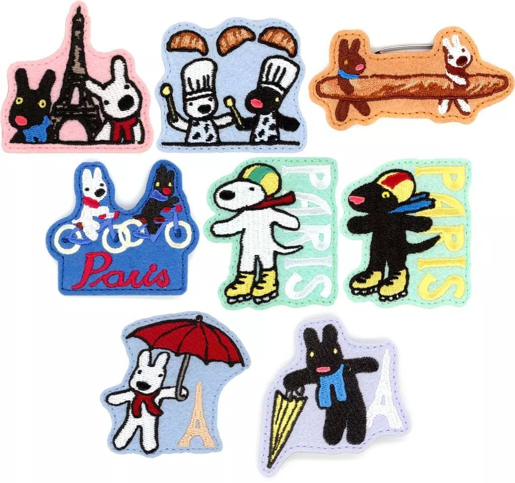 【新品】リサとガスパール PARIS　キャラ福くじ　ワッペンバッジ　8種セット 中古】バッジ・ピンズ 全8種セット ワッペンバッジ 「キャラ福くじ