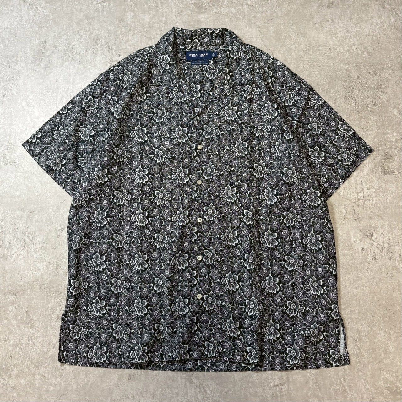 1990 s POLO GOLF Open Collar Shirt Black Base‼︎ | 1990年代 ポロラルフローレン 半袖 オープンカラー シャツ 開襟 Lサイズ