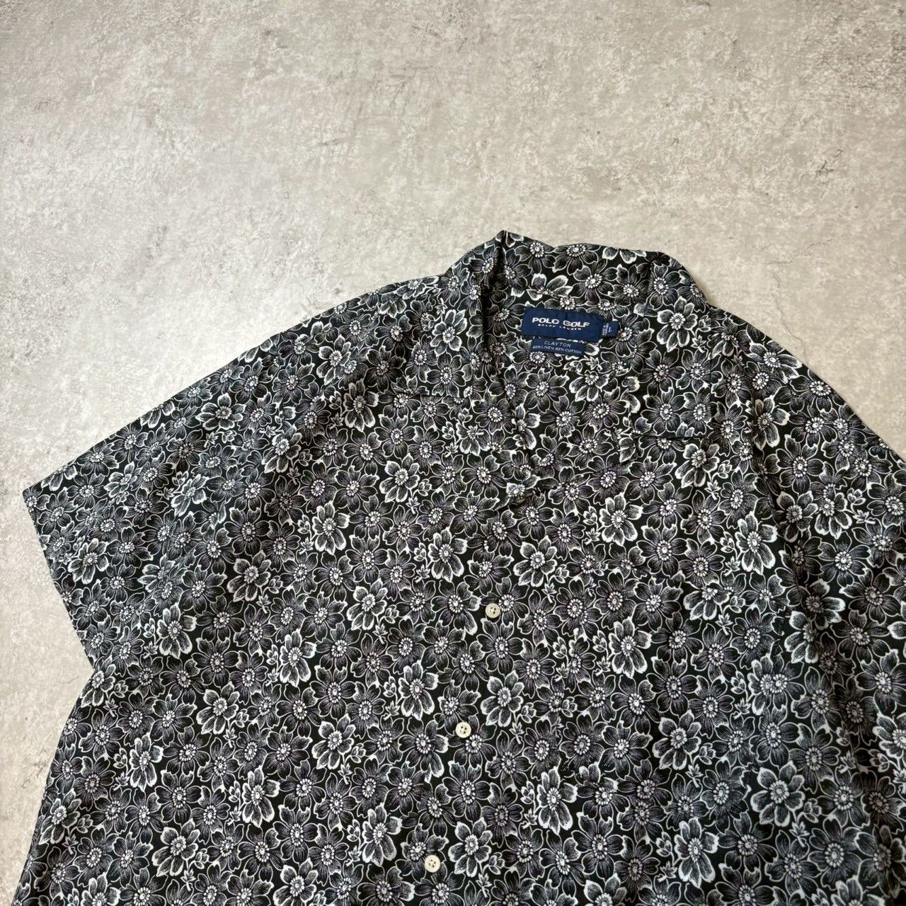 1990 s POLO GOLF Open Collar Shirt Black Base‼︎ | 1990年代 ポロラルフローレン 半袖 オープンカラー シャツ 開襟 Lサイズ
