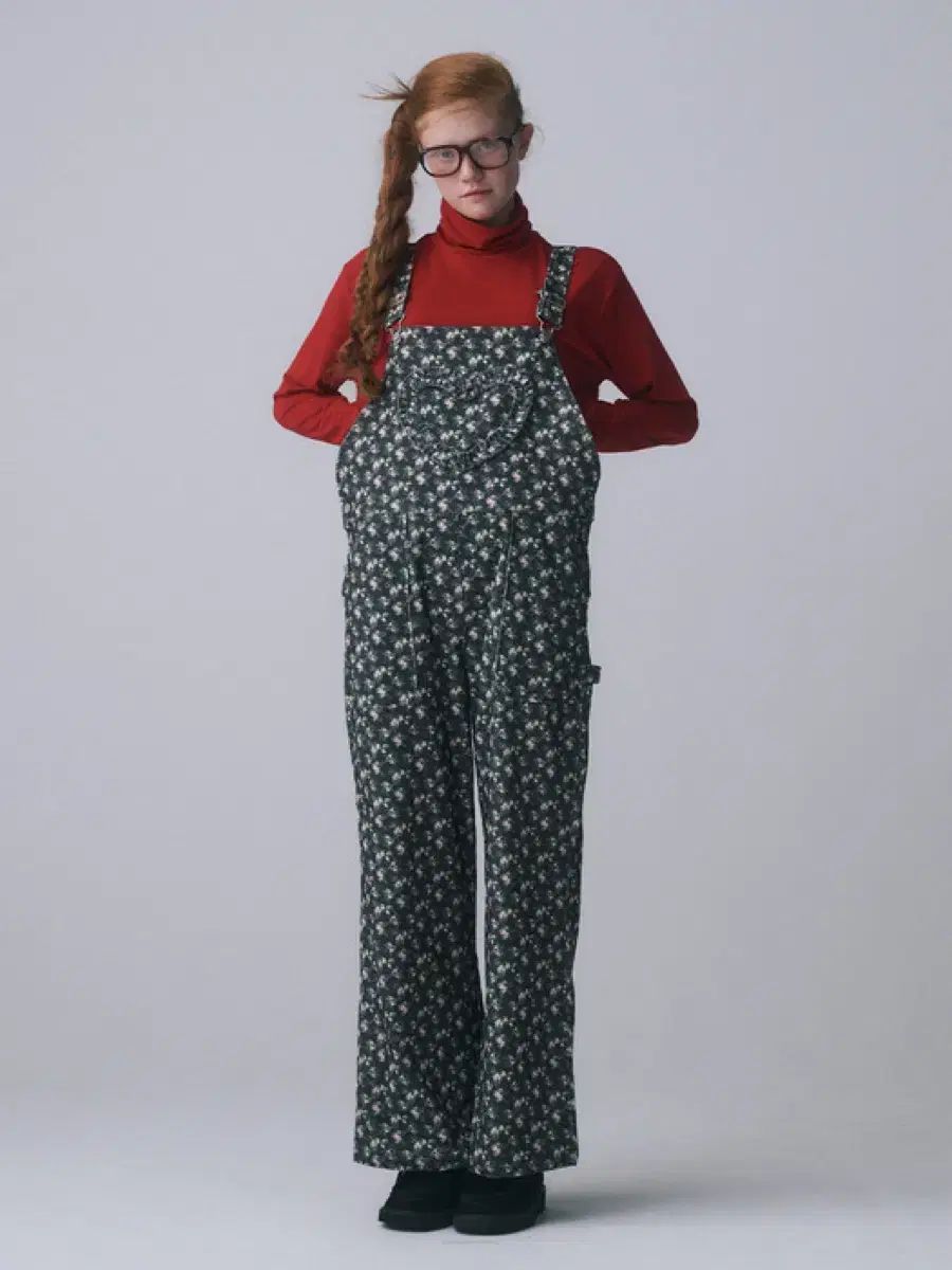 パンFromパン フリルハート コーデュロイ オーバーオール