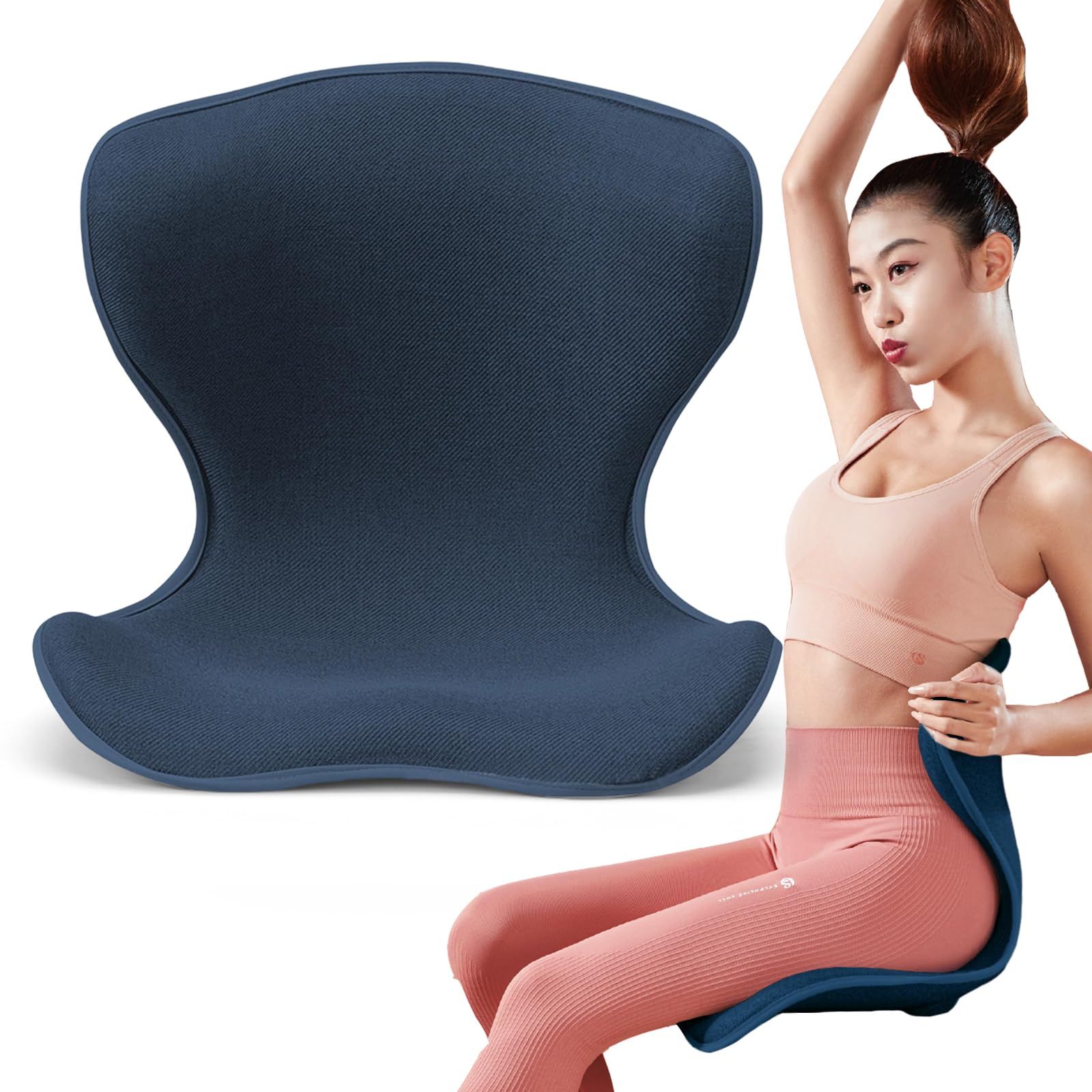 YOOBEBEST姿勢サポートチェア オフィスウエストクッション 多層サポート 変形せずに長い間座って オフィスチェア|ソファ|床|ベッド|ゲームチェアに直接置かれ 猫背 長い間座って快適に感じることができます ブルー
