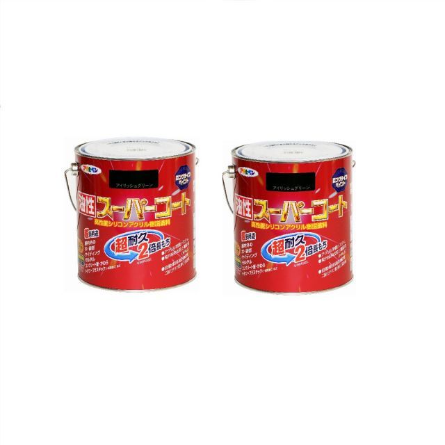 アサヒペン 油性スーパーコート １．６Ｌ アイリッシュグリーン 2缶セット