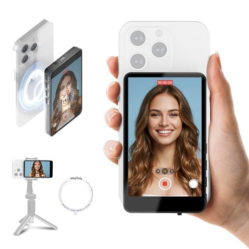 SYNCO XView スマホ用自撮りモニター iPhone Android対応 操作簡単 4インチ大画面 内蔵スピーカー 音量 明るさ調整 ミラーリング 回転 50メートル使用範囲 外カメラ自撮りモニター Vlog ライブ配信 84882 a 4 b