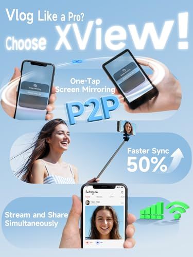 SYNCO XView スマホ用自撮りモニター iPhone Android対応 操作簡単 4インチ大画面 内蔵スピーカー 音量 明るさ調整 ミラーリング 回転 50メートル使用範囲 外カメラ自撮りモニター Vlog ライブ配信 84882 a 4 b