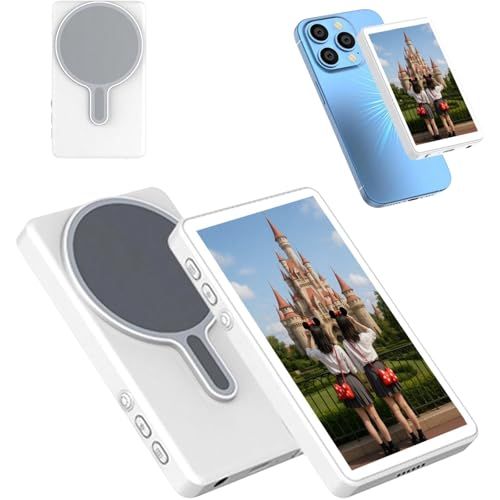 自撮りモニター 自撮りカメラ iphone ミラーリング スマホ用 背面カメラモニター フォトビデオキット スピーカー付き 磁気式 ミラーリング接続 iOS Android機種対応 Vlog記録 ビデオ録画 ライブ配信 TikTok撮 6 bd 29 d 8 b