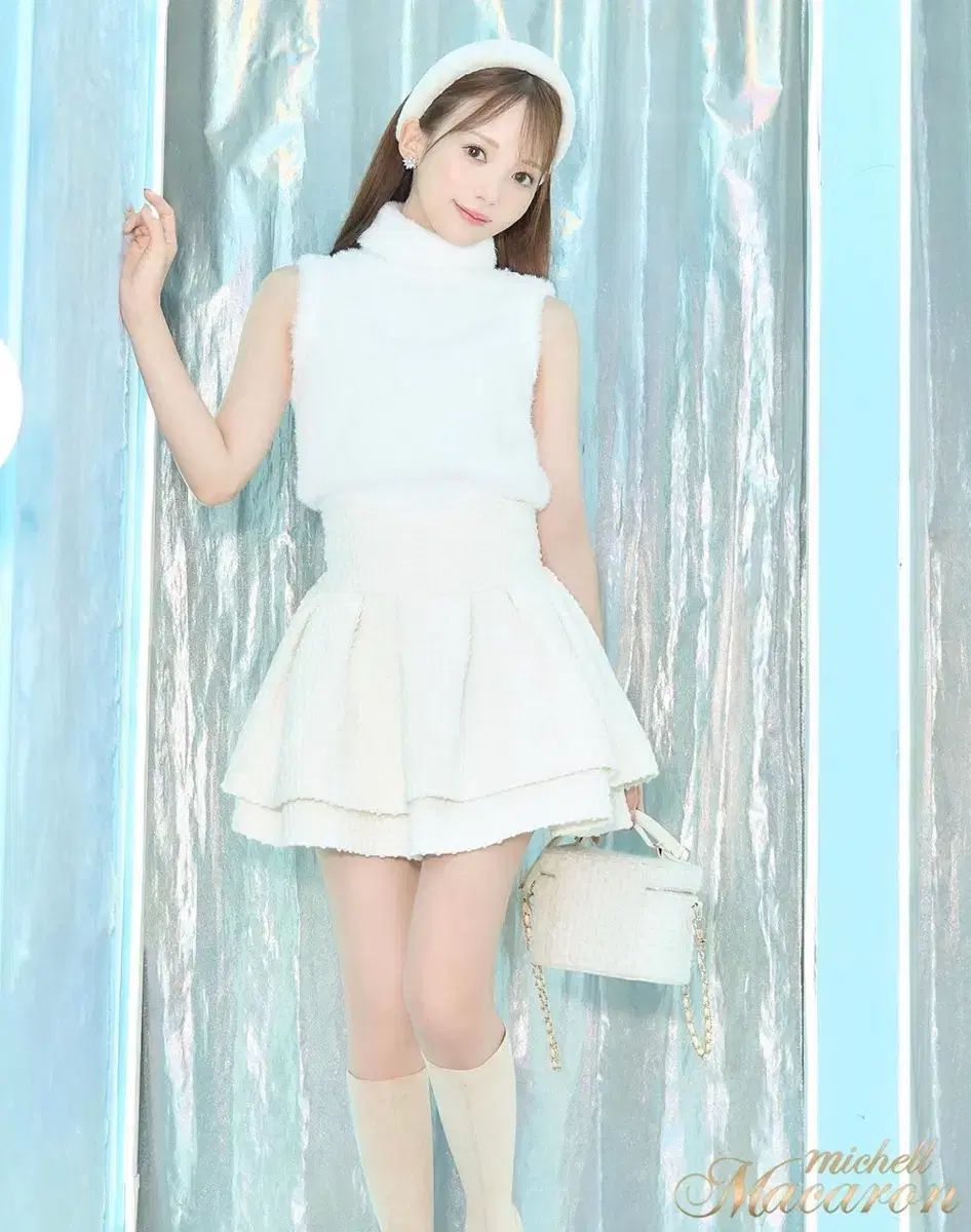 ミシェルマカロン 白 ツイード スカート XS