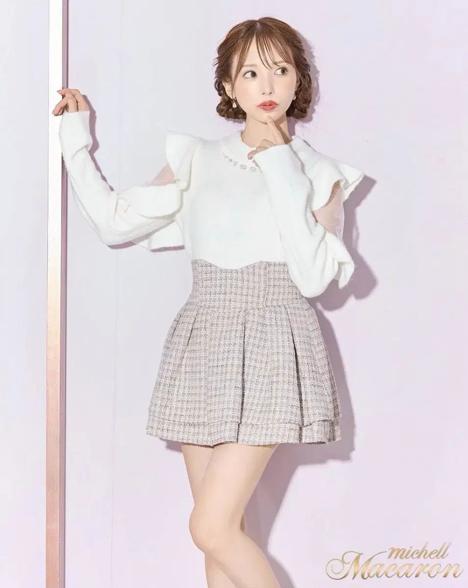 ミシェルマカロン ツイード スカート XS