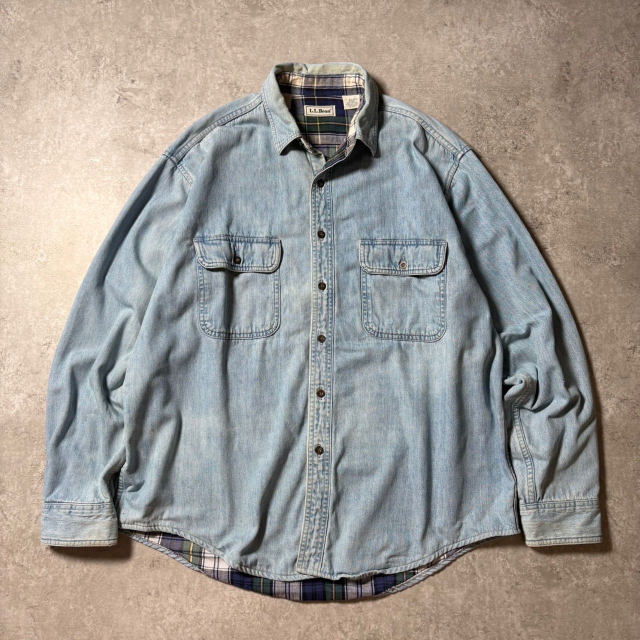1990 s L BEAN Denim Shirt 裏地ネル‼︎