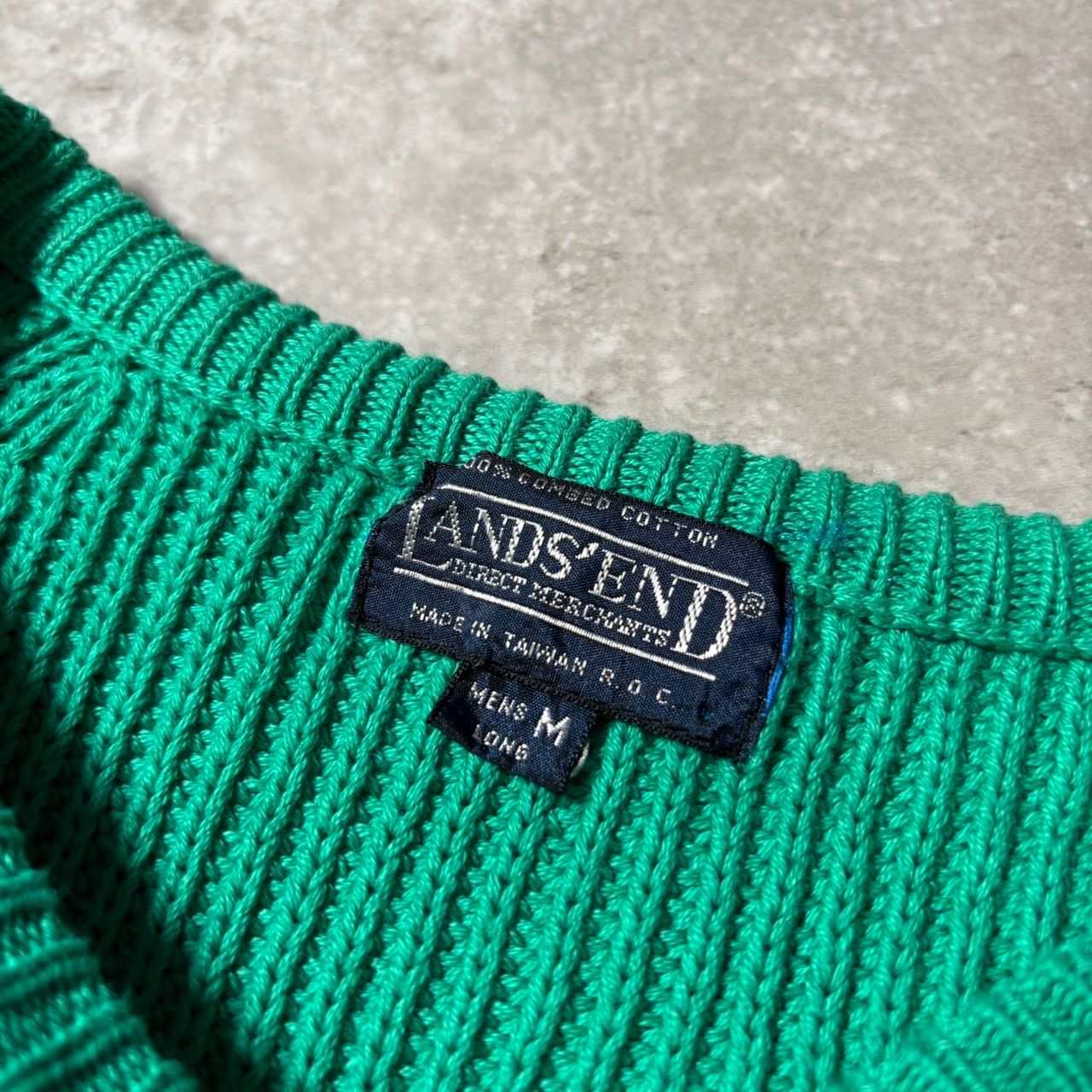 1990 s LANDS END Cotton Knit カラー ニット セーター トップス メンズ