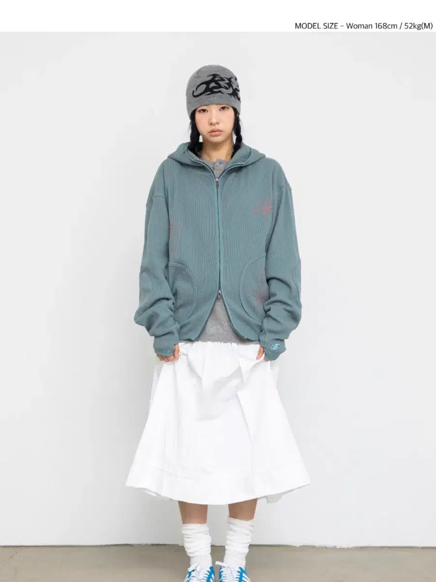 ジック 글랙 ヘイズ ワッフル フードジップアップ グリーン Mサイズ