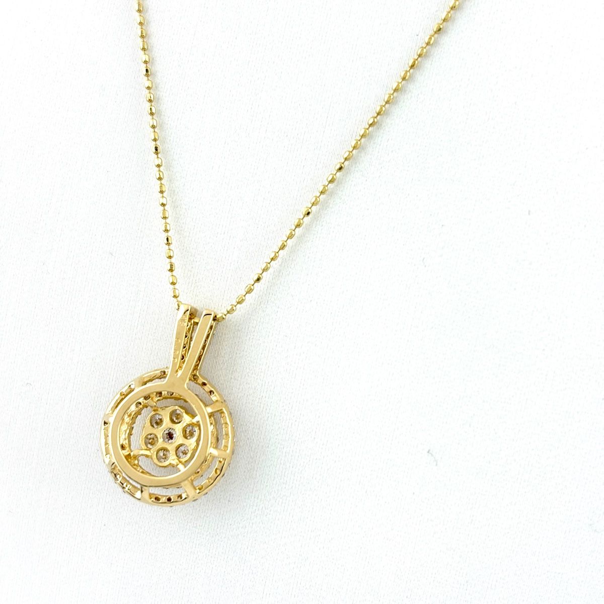 フラワーモチーフ デザインネックレス YG イエローゴールド ペンダント メレダイヤ 花 ネックレス K 18 750 ダイヤモンド レディース