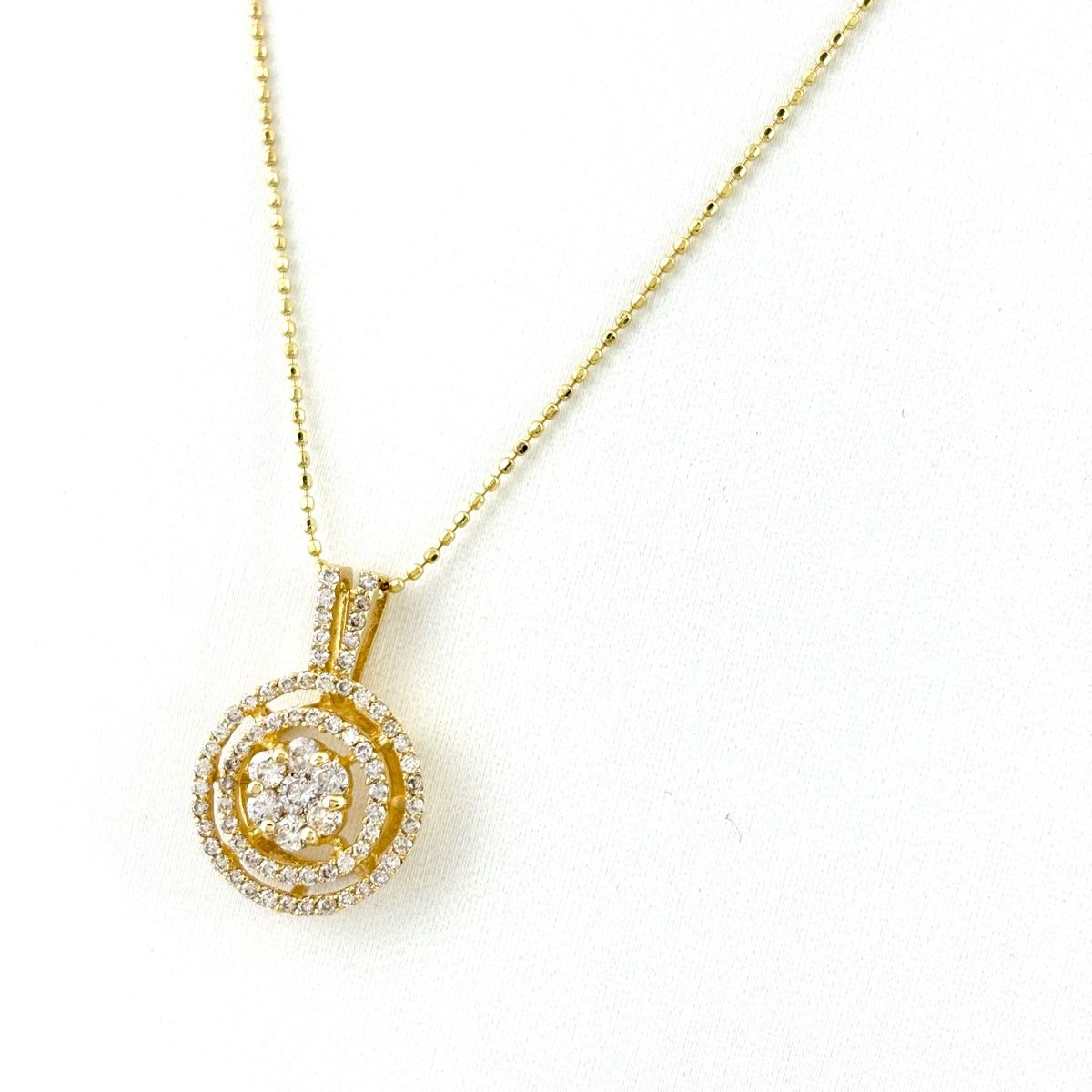 フラワーモチーフ デザインネックレス YG イエローゴールド ペンダント メレダイヤ 花 ネックレス K 18 750 ダイヤモンド レディース