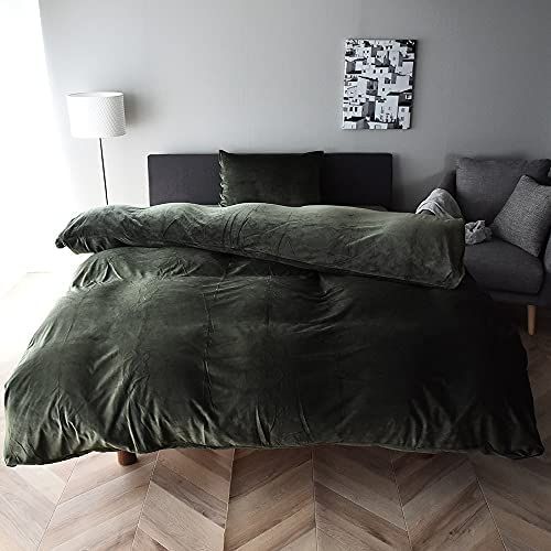 マイクロファイバー 掛け布団カバー クイーン 暖かい あったか あたたか 羽毛布団にも最適 起毛 速乾 北欧 掛けカバー おしゃれ 高密度 フリースよりも滑らか 毛布がいらない 洗える 冬用 Bene ベーネ オリーブグリーン