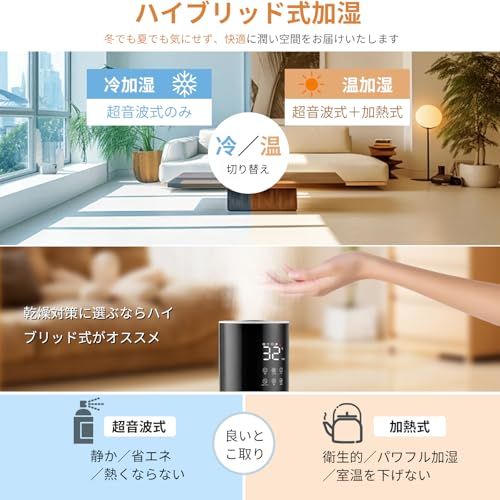 2025冬最強 高買戻し率 13 L ハイブリッド加熱 超音波加湿器 タワー型 知能恒湿 AIスマート 上から給水 アロマディフューザー 大容量 次亜塩素酸水対応 除菌 超音波式 床置き 卓上 アロマ対応 静音 省エネ 空焚き防止 加湿器 大型 59 a 46016