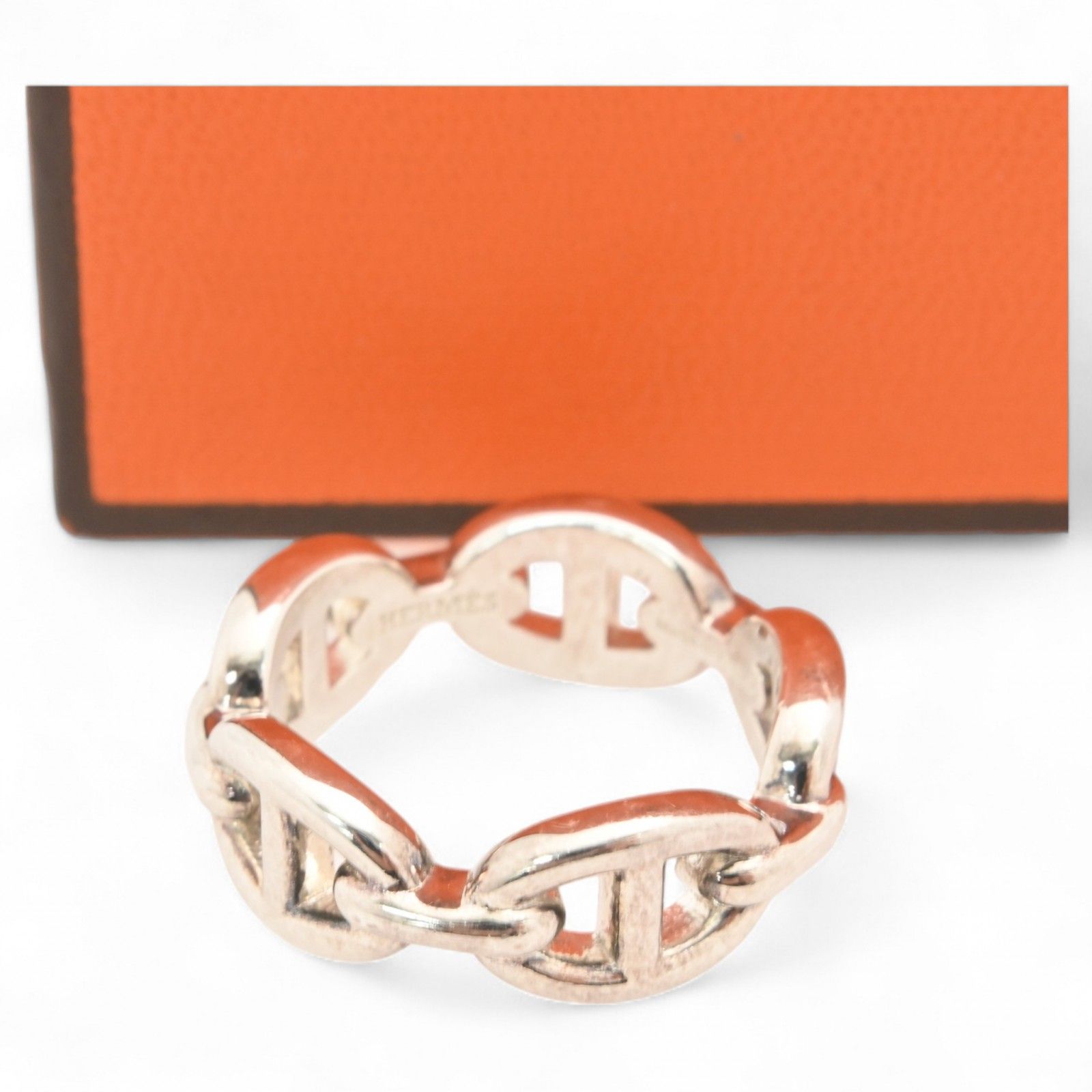 エルメス シェーヌダンクル アンシェネPM リング 52 シルバー Bランク he 7463 se