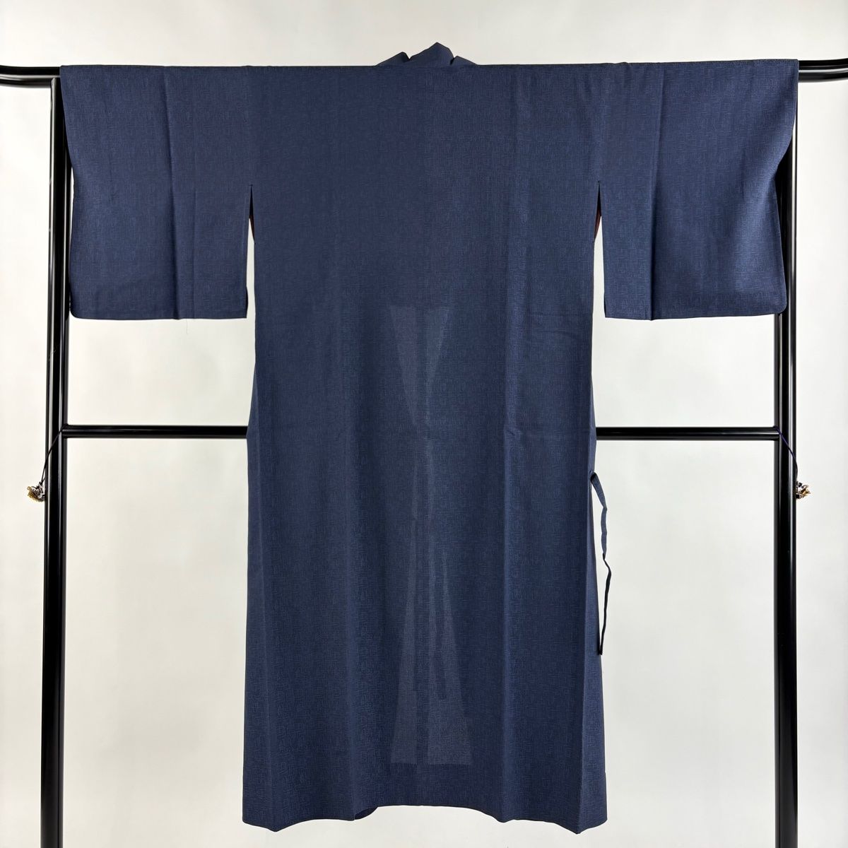 道中着 身丈135 5 cm 裄丈66 M 和装コート 着物衿 幾何学模様 紺色 正絹