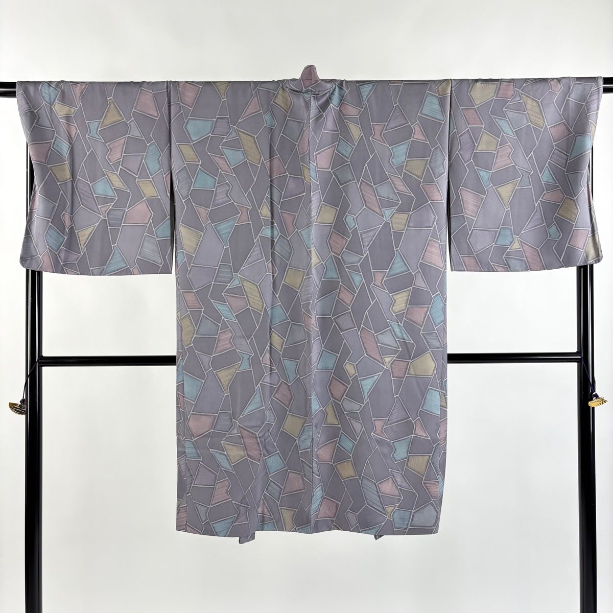 羽織 身丈108 cm 裄丈71 L 幾何学模様 灰紫 正絹