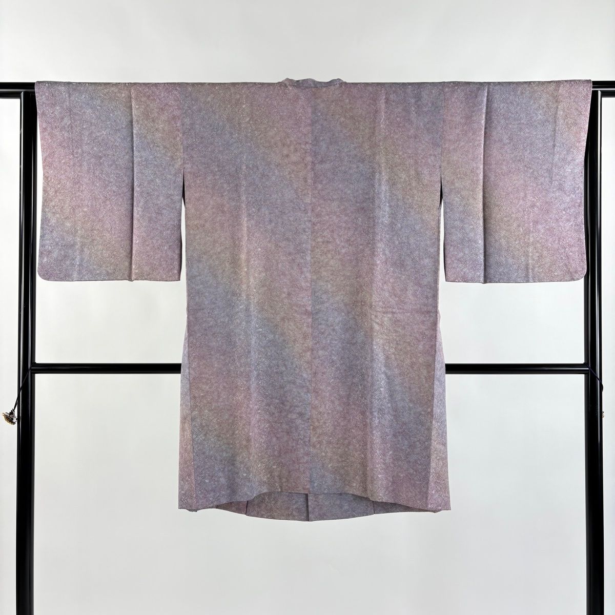 道中着 身丈96.5 cm 裄丈65 M 杉浦伸 和装コート 落款 草花 金通し ぼかし 紫 正絹