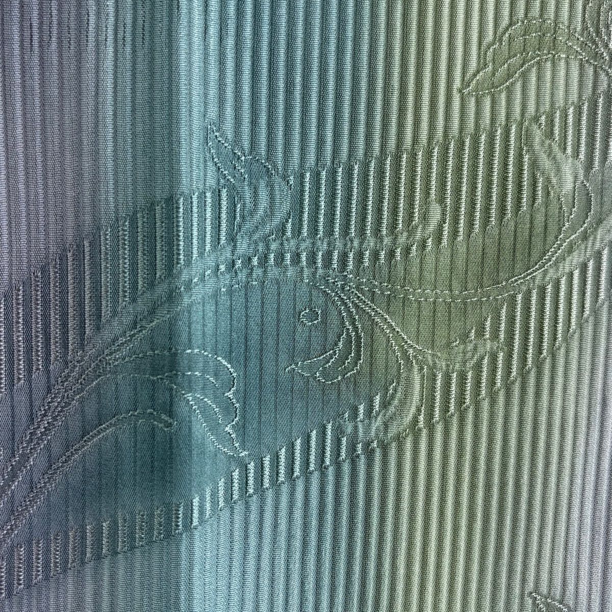  道中着 身丈103 cm 裄丈67 5 L 和装コート 唐草 ぼかし 青緑 正絹 羽織 着物 浴衣