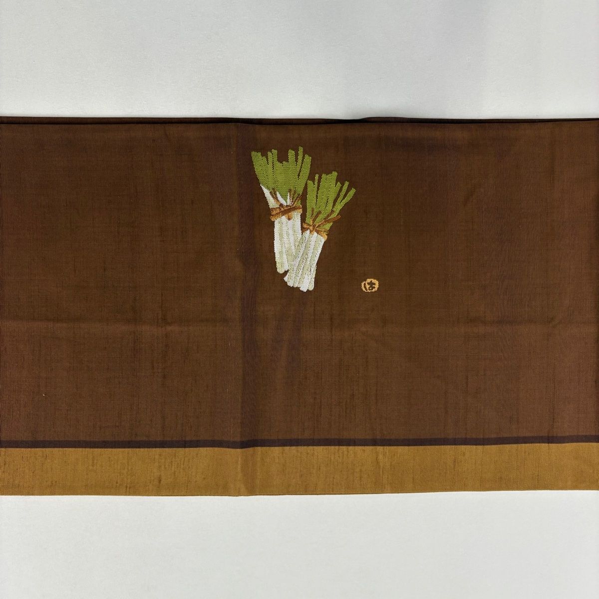 袋名古屋帯 秀品 落款 紬地 生り物 茶色 正絹 名古屋帯 帯